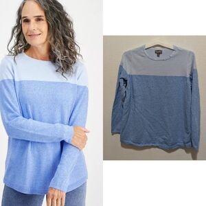 Cotton Colorblocked Curved-Hem Sweater🌟